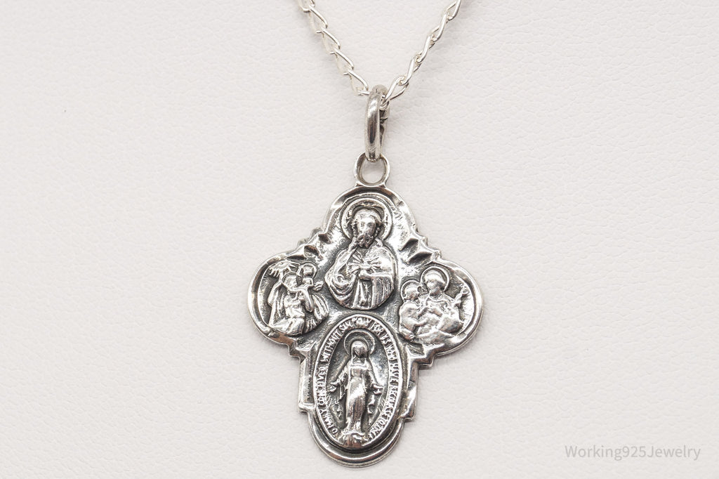 Antique Mary Pray For Us Sterling Silver Necklace | Jewelry > Necklaces > Pendants | Wiccan Center