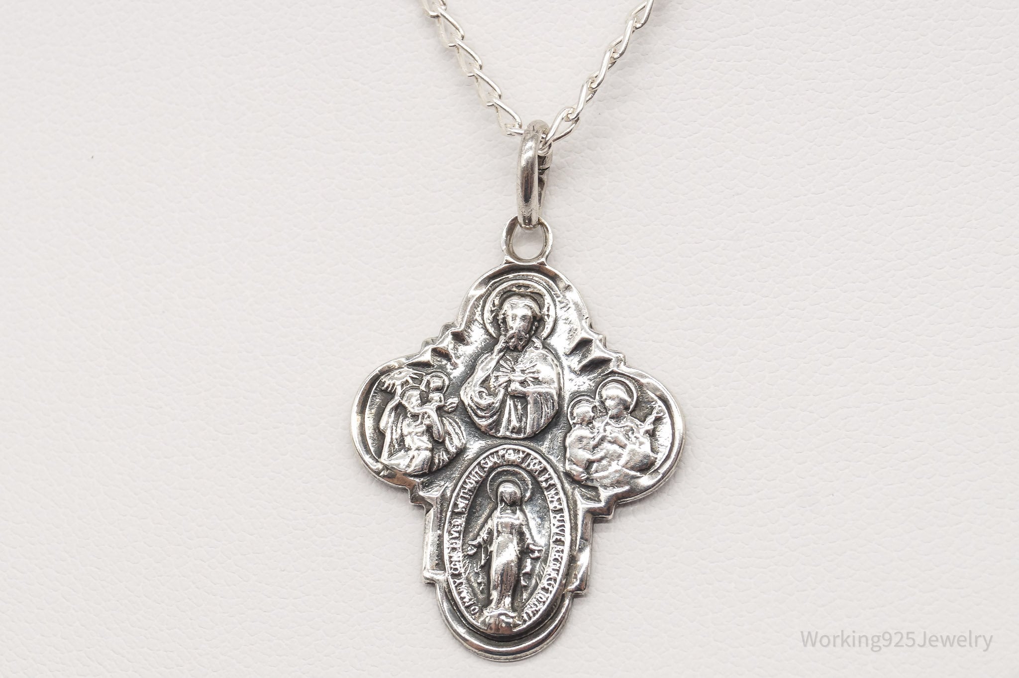 Antique Mary Pray For Us Sterling Silver Necklace | Jewelry > Necklaces > Pendants | Wiccan Center