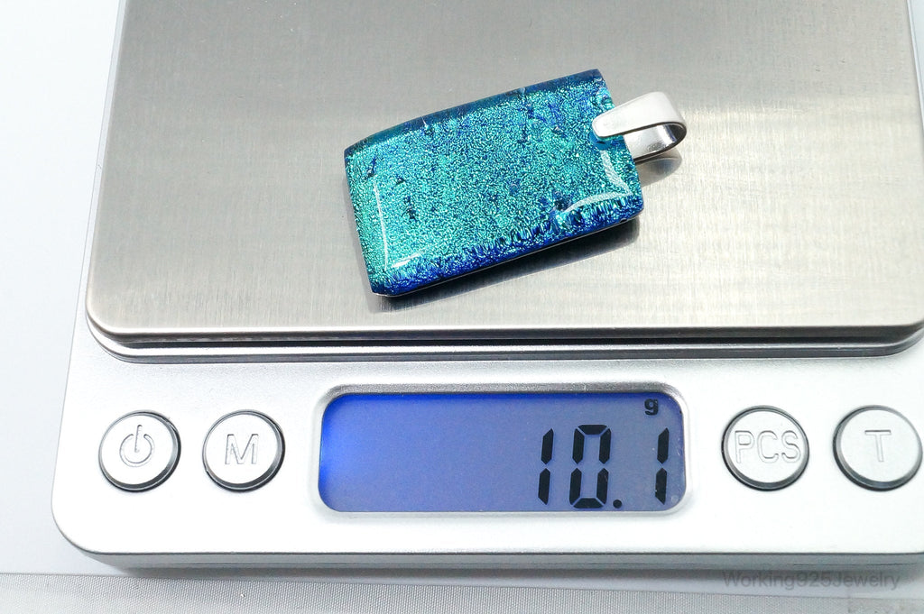 Large Vintage Dichroic Glass Sterling Silver Necklace Pendant | Jewelry > Necklaces > Pendants | Wiccan Center