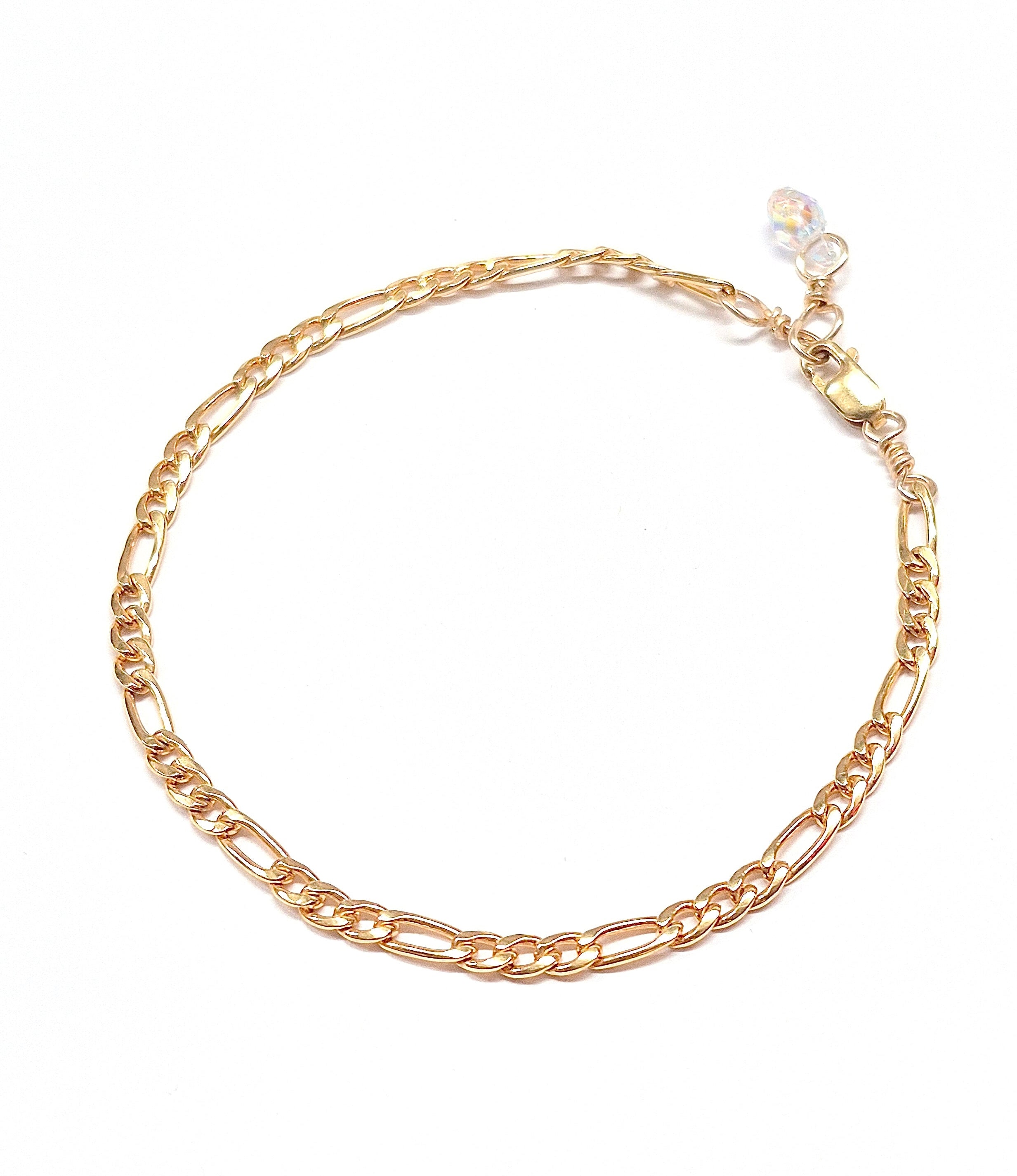 Figaro Chain Bracelet / Anklet with Swarovski Clasp