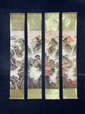 Antique hand-painted long scroll, Landscape Painting of the Qing Dynasty in China, 4 pieces, #202501-02