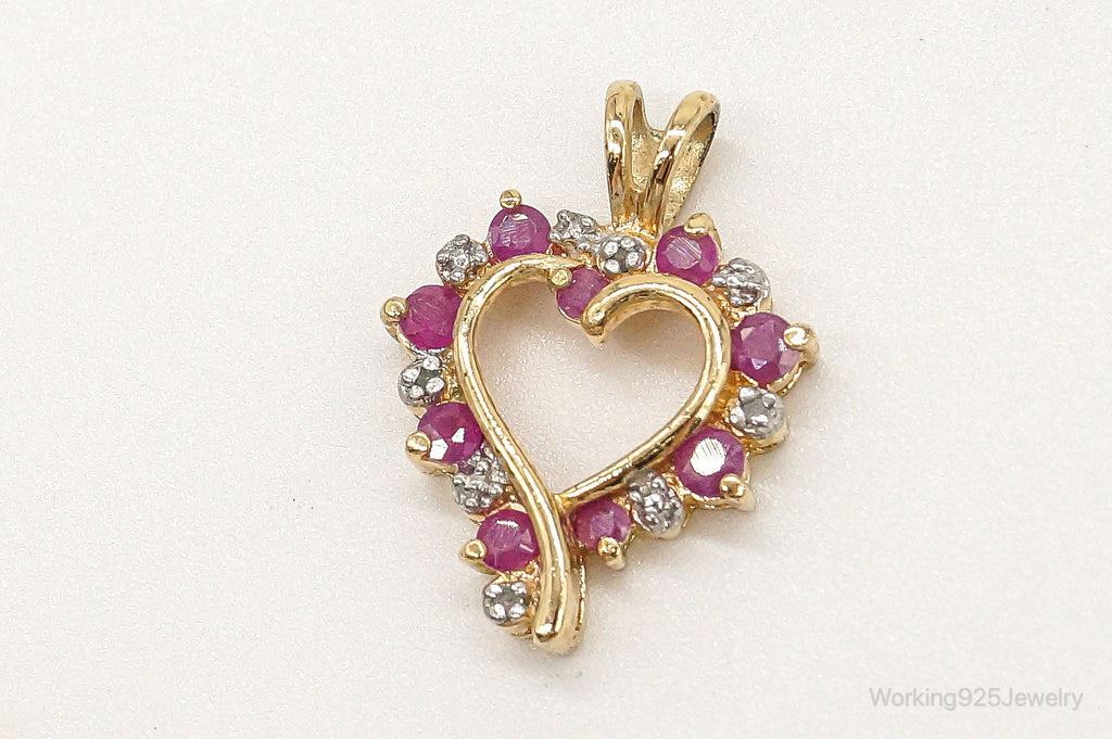 Designer Ross Simons Ruby Diamond Heart Gold Vermeil Sterling Silver Pendant | Jewelry > Necklaces > Pendants | Wiccan Center