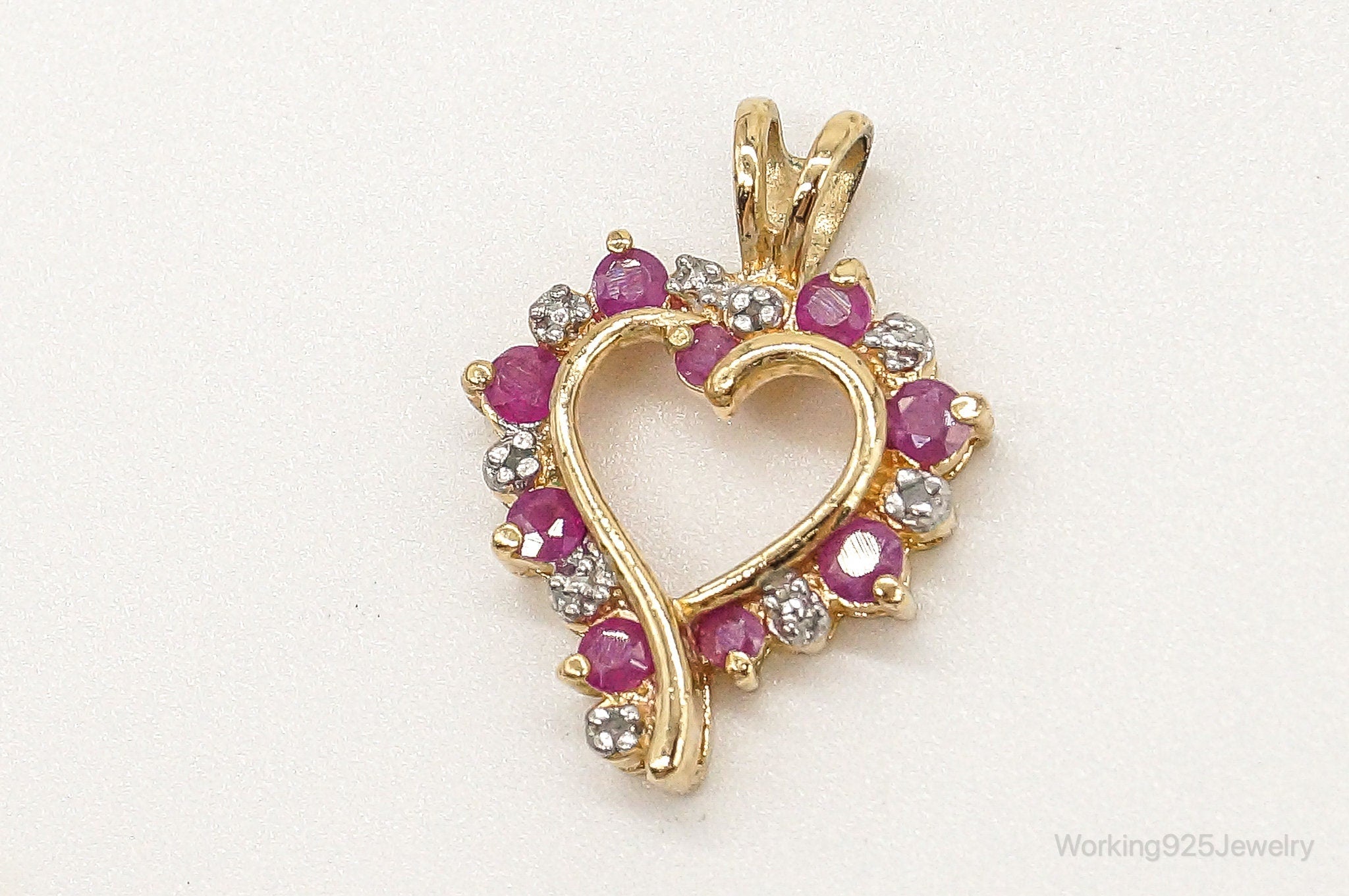 Designer Ross Simons Ruby Diamond Heart Gold Vermeil Sterling Silver Pendant | Jewelry > Necklaces > Pendants | Wiccan Center