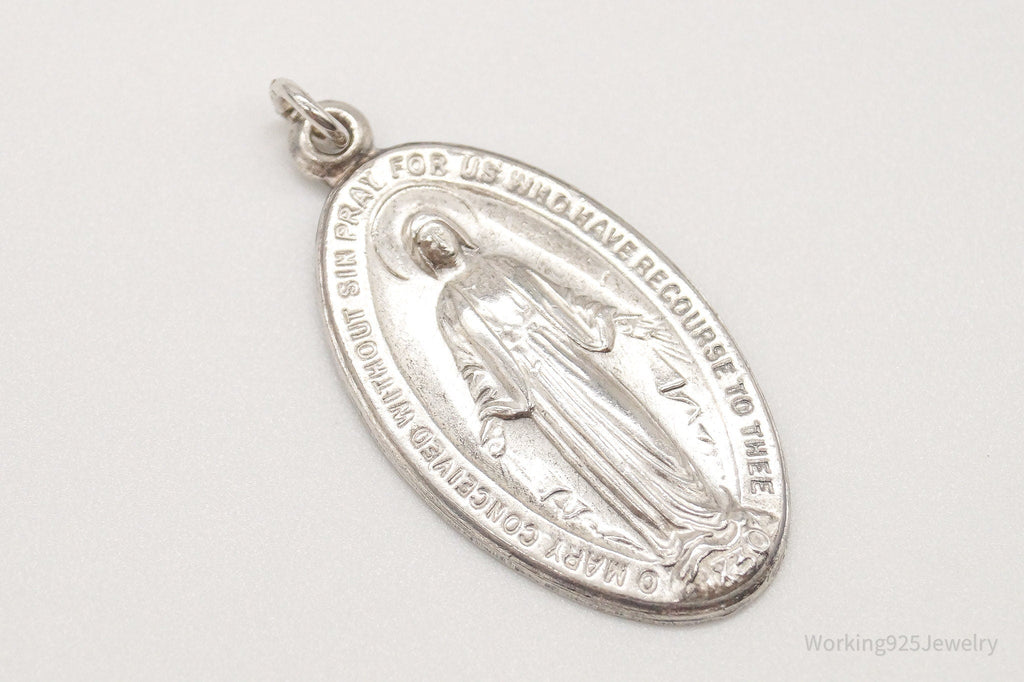 Antique Mary Pray For Us Sterling Silver Pendant | Jewelry > Necklaces > Pendants | Wiccan Center