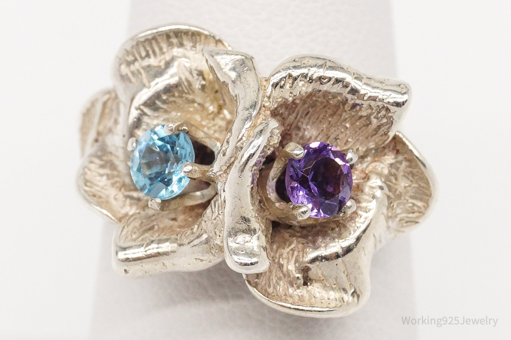 Vintage Blue Topaz Amethyst Silver Ring Size 7.25 | Jewelry > Rings | Wiccan Center
