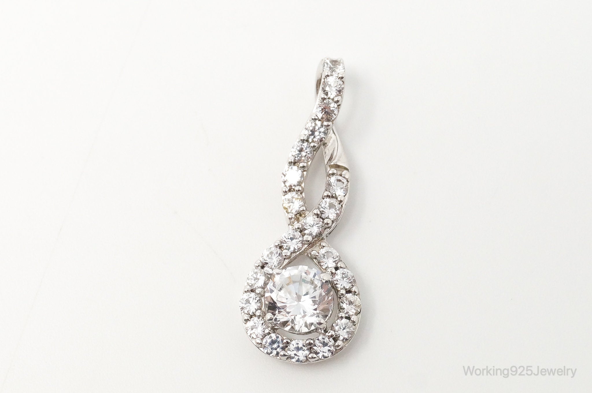 Vintage Art Deco Cubic Zirconia Sterling Silver Necklace Pendant | Jewelry > Necklaces > Pendants | Wiccan Center