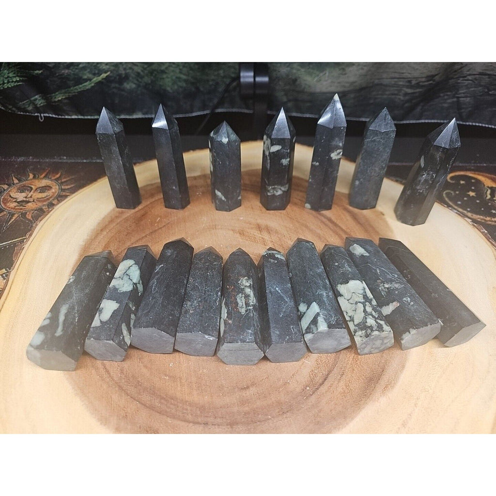 .74lbs Avg 4Pcs Natural Plum Blossom Jasper Crystal Point Tower Polished Healing | Crystal Points & Towers | Wiccan Center