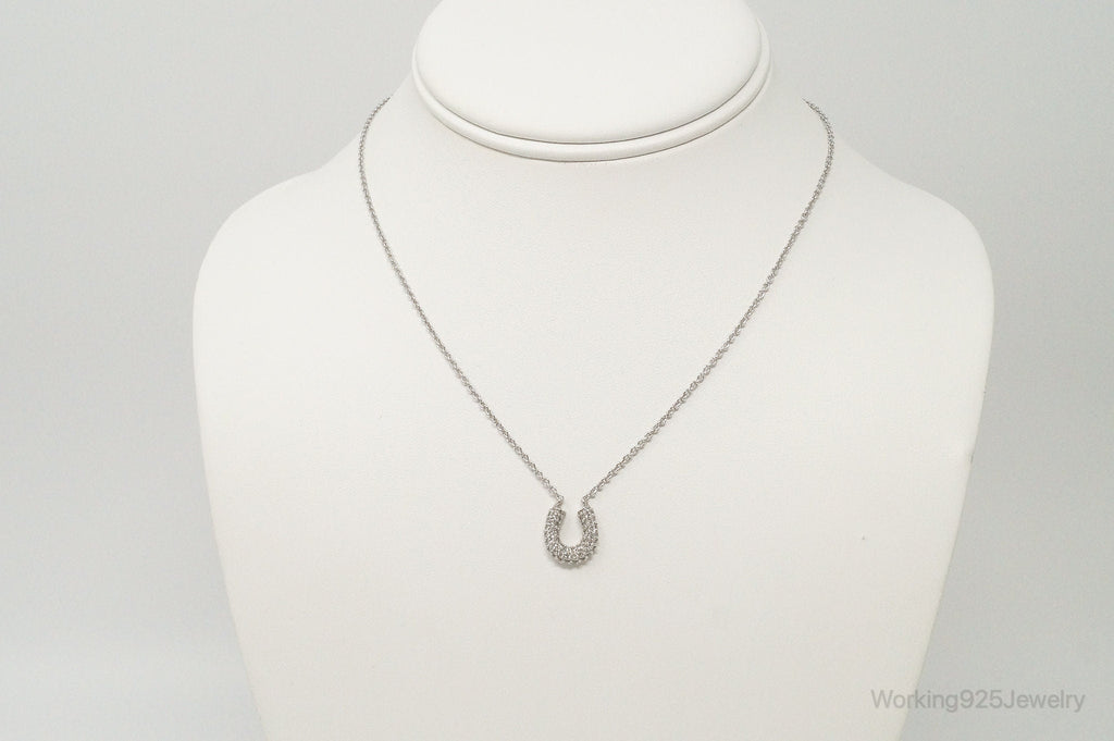 Horse Shoe Cubic Zirconia Sterling Silver Necklace | Jewelry > Necklaces > Pendants | Wiccan Center