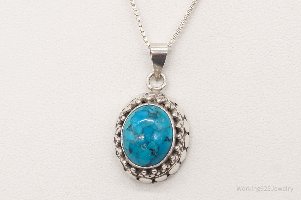 Vintage Turquoise Bali Style Sterling Silver Necklace | Jewelry > Necklaces > Pendants | Wiccan Center