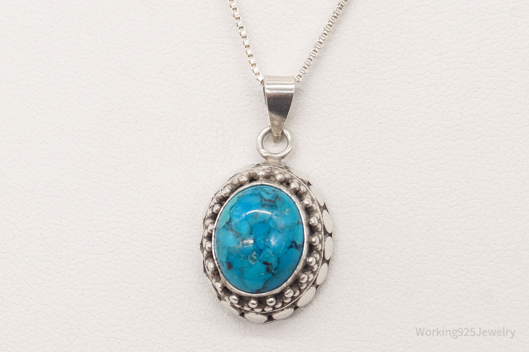 Vintage Turquoise Bali Style Sterling Silver Necklace | Jewelry > Necklaces > Pendants | Wiccan Center