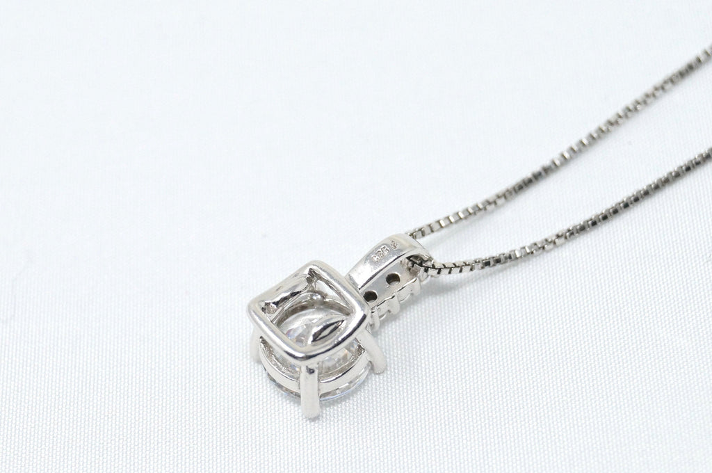 Lovely Large Simulated Diamond Sweetheart Necklace Sterling Silver 16" | Jewelry > Necklaces > Pendants | Wiccan Center
