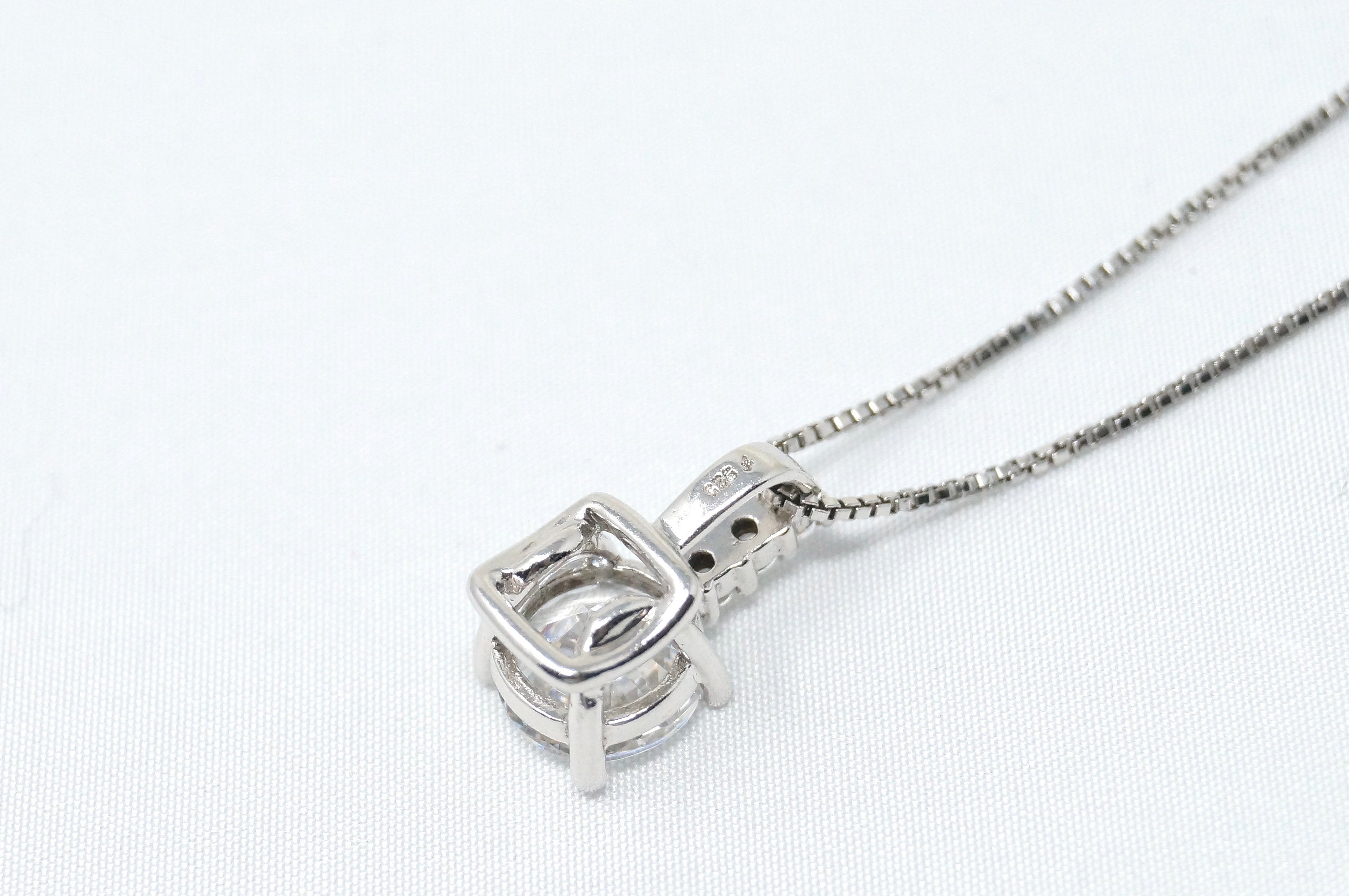 Lovely Large Simulated Diamond Sweetheart Necklace Sterling Silver 16" | Jewelry > Necklaces > Pendants | Wiccan Center
