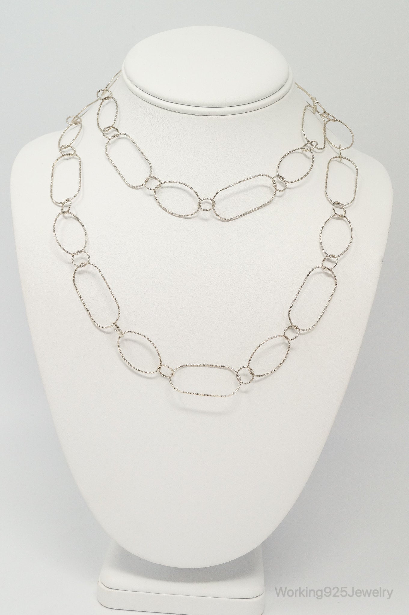 Long Designer Silpada Oval Link Textured Sterling Silver Necklace | Jewelry > Necklaces > Pendants | Wiccan Center