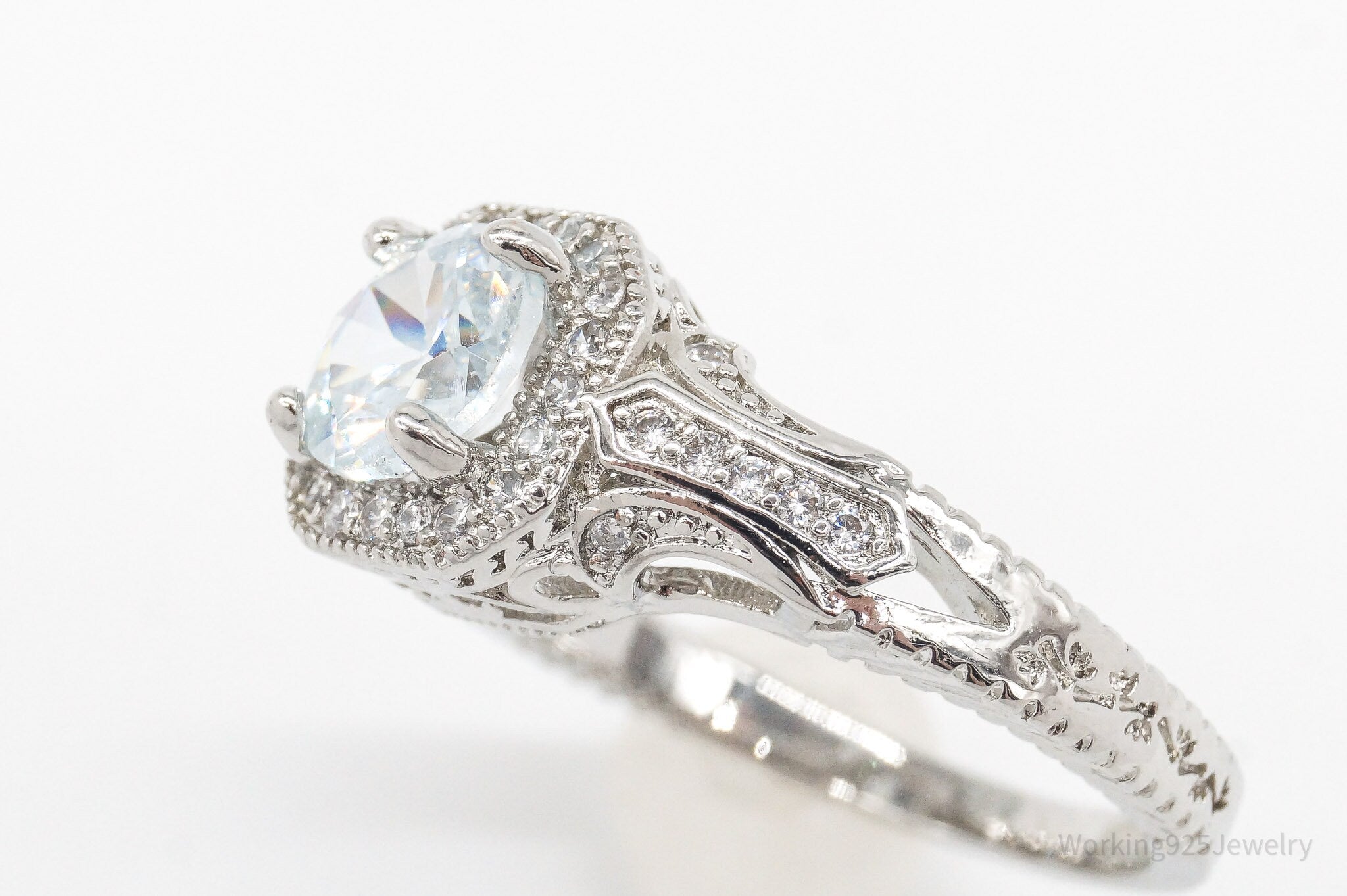 Vintage Cubic Zirconia Sterling Silver Ring - Size 8.75 | Jewelry > Rings | Wiccan Center