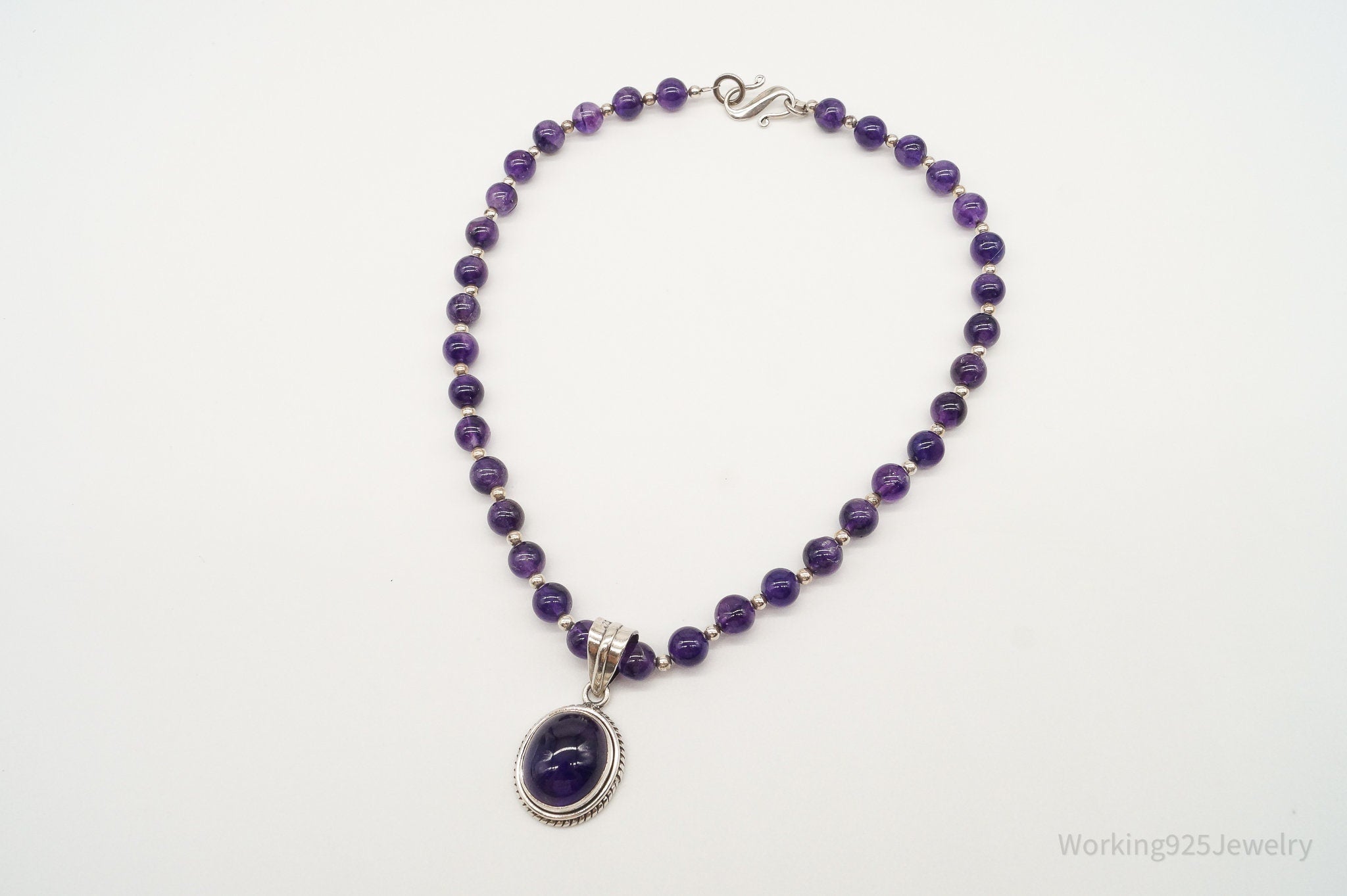 Vintage Amethyst Bead Sterling Silver Necklace | Jewelry > Necklaces > Pendants | Wiccan Center