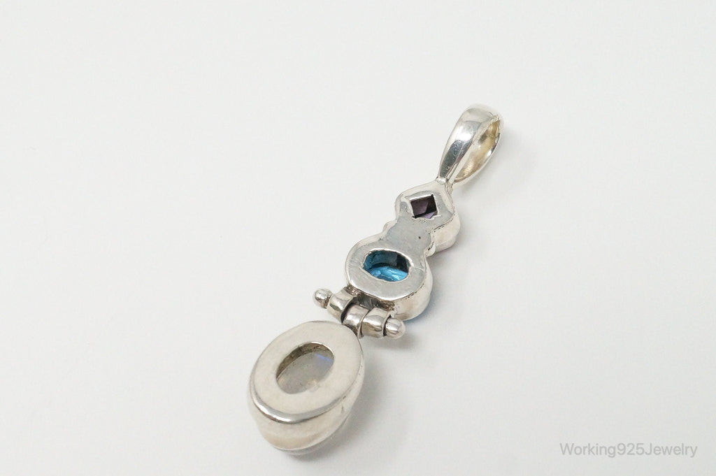 Large Vintage Blue Topaz Amethyst Moonstone Sterling Silver Pendant | Jewelry > Necklaces > Pendants | Wiccan Center