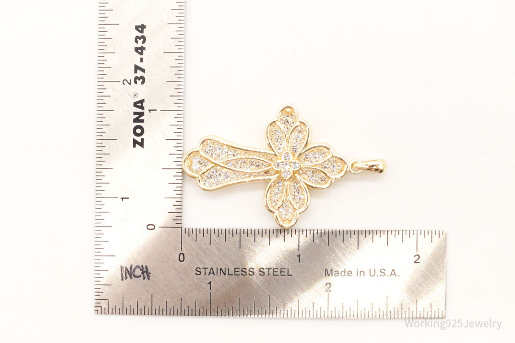 Large Designer JCM Swarovski Crystal Gold Vermeil Cross Sterling Silver Pendant | Jewelry > Necklaces > Pendants | Wiccan Center