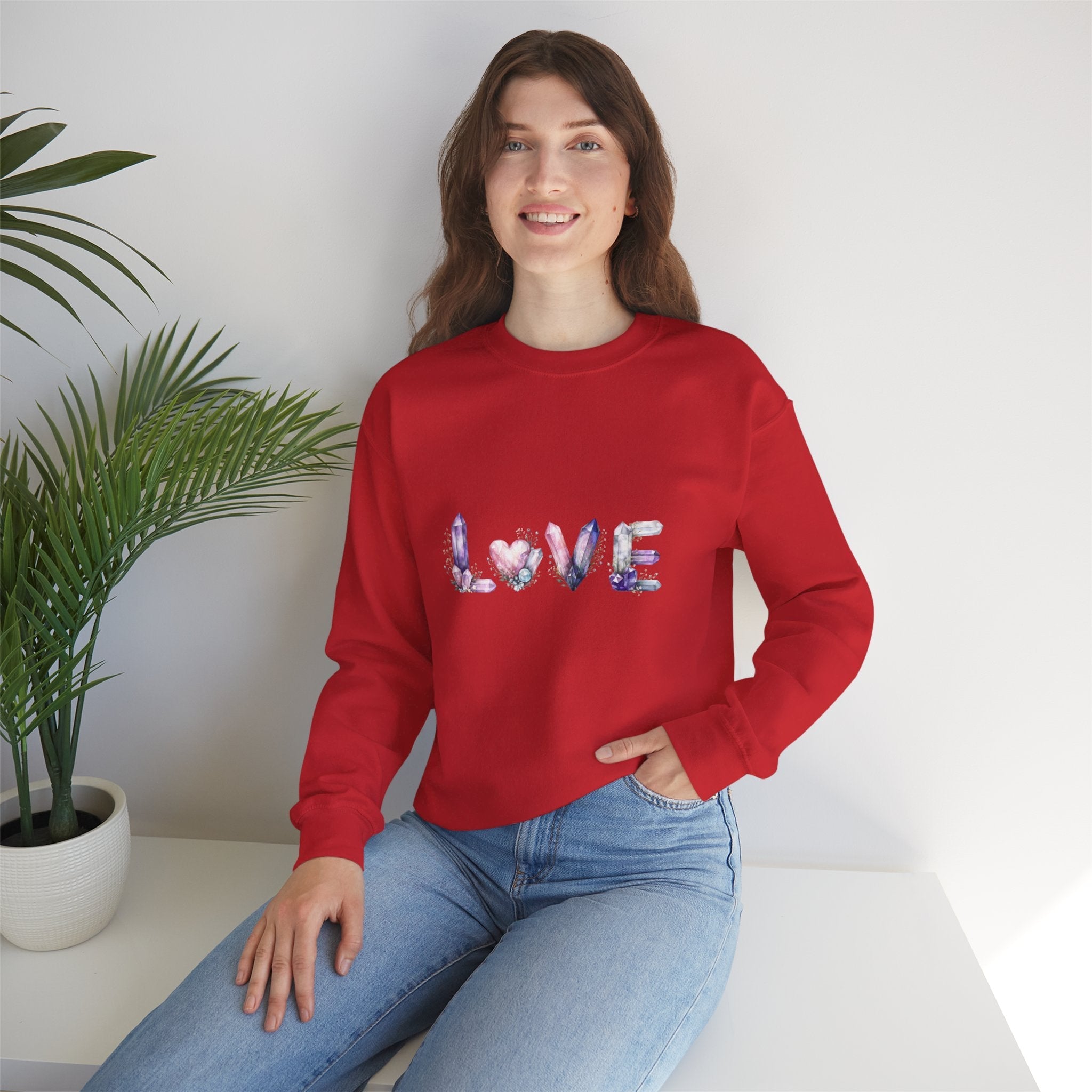 LOVE Crystal Letter Design | Sweatshirt | Wiccan Center