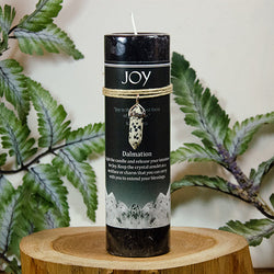 Joy Pillar w/Dalmatian Jasper | Candle | Wiccan Center