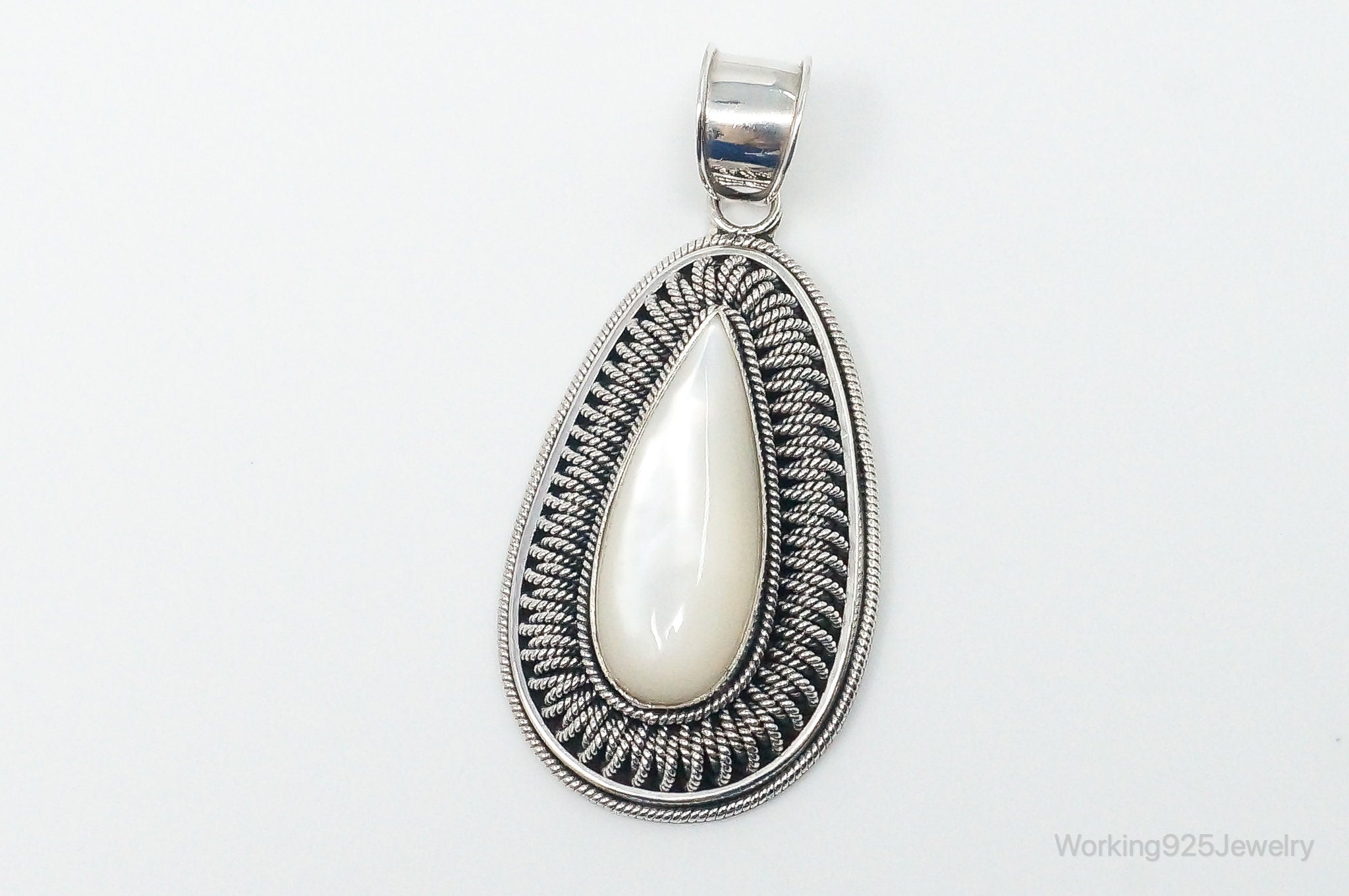 Designer BA Suarti Large Mother Of Pearl Sterling Silver Necklace Pendant | Jewelry > Necklaces > Pendants | Wiccan Center
