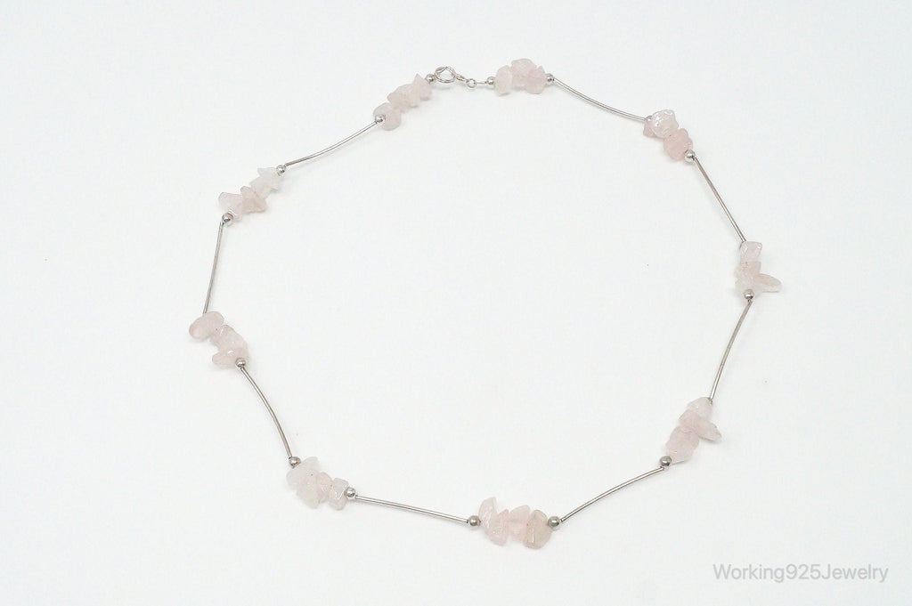Vintage Rose Quartz Bead Sterling Silver Necklace | Jewelry > Necklaces > Pendants | Wiccan Center