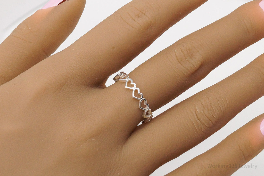 Vintage STE BEE Open Hearts Pattern Sterling Silver Band Ring - Size 8.75 | Jewelry > Rings | Wiccan Center