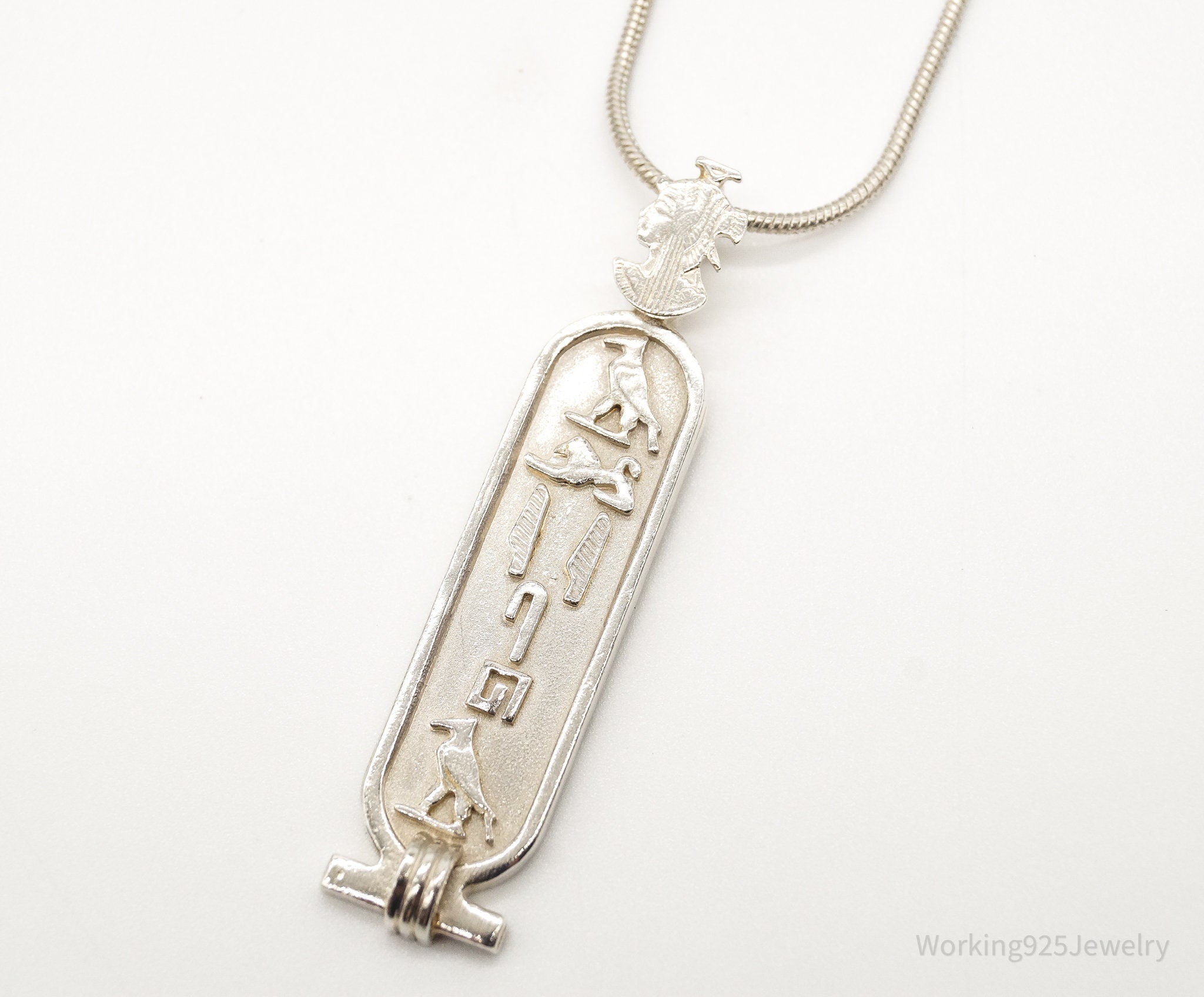 Vintage Large Egyptian Cartouche Sterling Silver Necklace | Jewelry > Necklaces > Pendants | Wiccan Center