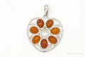 Vintage Amber Heart Modernist Sterling Silver Pendant | Jewelry > Necklaces > Pendants | Wiccan Center