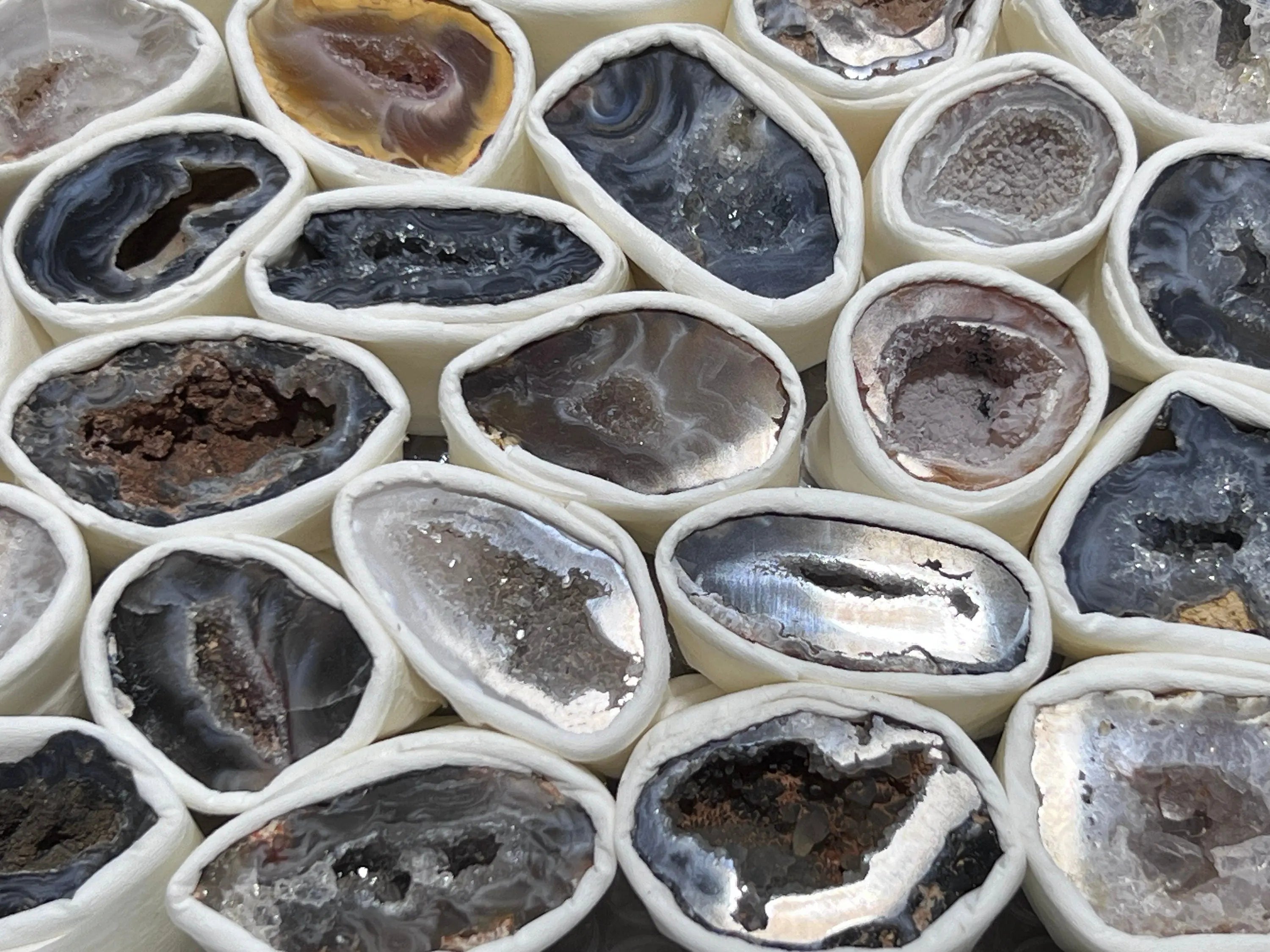 Oco Geode Cut Crystals (Avg 3.5 LBs) Box Flat Bulk Wholesale Lot Rough Raw Stones Natural Gemstones | Home & Living > Home Decor > Home Accents > Rocks & Geodes | Wiccan Center