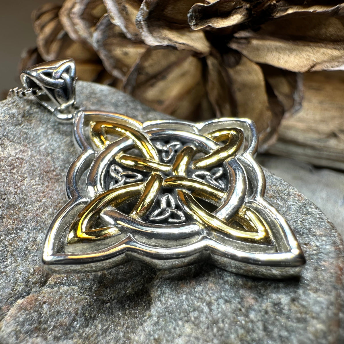 Classic Quaternary Knot Necklace in Sterling Silver | Pendant | Wiccan Center