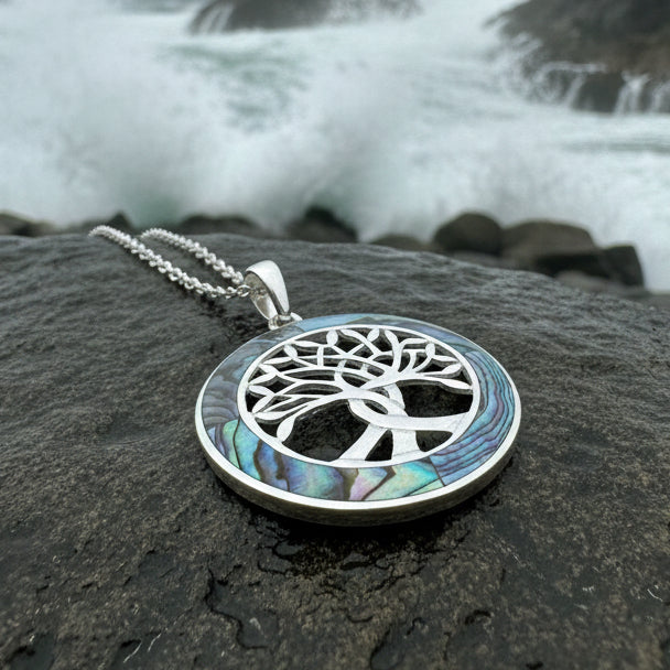 Carmina Tree of Life Shell Necklace in Sterling Silver | Pendant | Wiccan Center