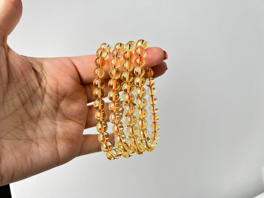 Citrine 8 mm High Clarity Natural Crystal Bracelet, Stretchy | Crystals | Wiccan Center