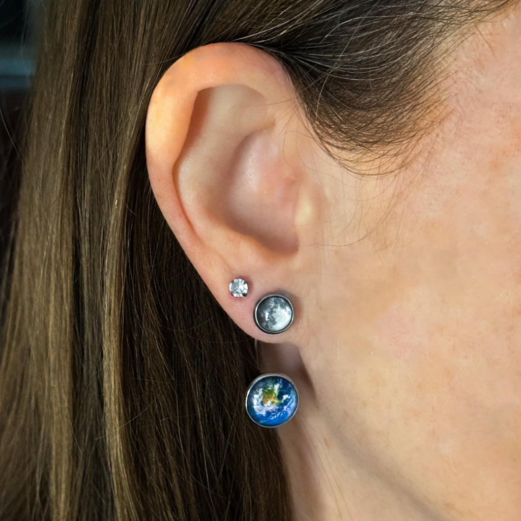 Earth and Moon Ear Jacket Earrings | Earrings | Wiccan Center
