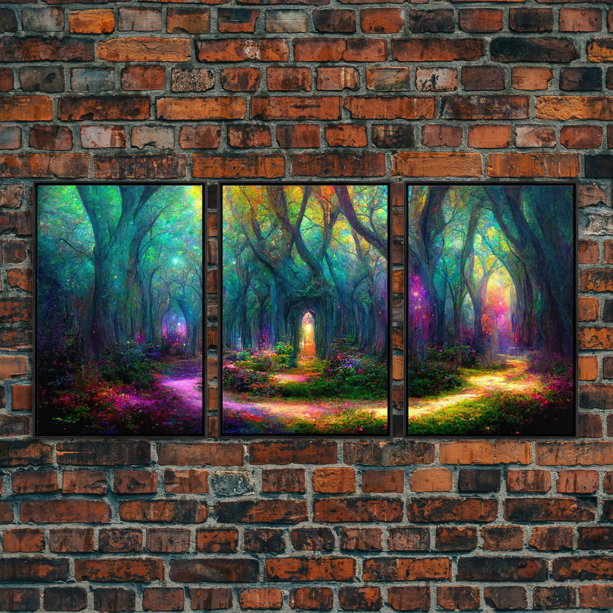Fantasy wall art, canvas print, magical forest, fantasy landscape art, 3 Piece Wall Art, Ready To Hang Canvas Print | | Wiccan Center