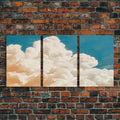 Framed Canvas Wall Art Set of 3 Pastel Clouds, Navy Blue Sky, Nature Landscape Prints, Minimalist Modern Art Nature Boho Wall Decor | | Wiccan Center