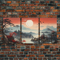 Japanese Wall Art, Mountains Print, Sunset Print, Canvas Print, Wall Art, 3 Piece Wall Art, Unique Wall Decor, Living Room Wall Art | | Wiccan Center