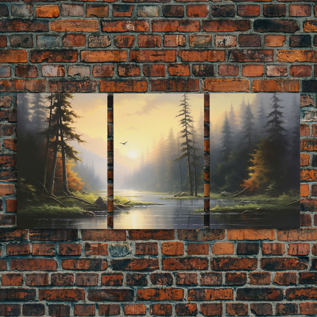 Forest Wall Art, Trees Art Print, Sunset Art, Forest Wall Art, Canvas Print, Wall Art, 3 Piece Wall Art, Dorm Room Art, Ranch House Decor | | Wiccan Center