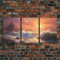 3 Piece Art Set, Seascape Painting Canvas Print, Beach House Decor, Sunset Painting, Original Painting, Boho Style Living Room Art | | Wiccan Center