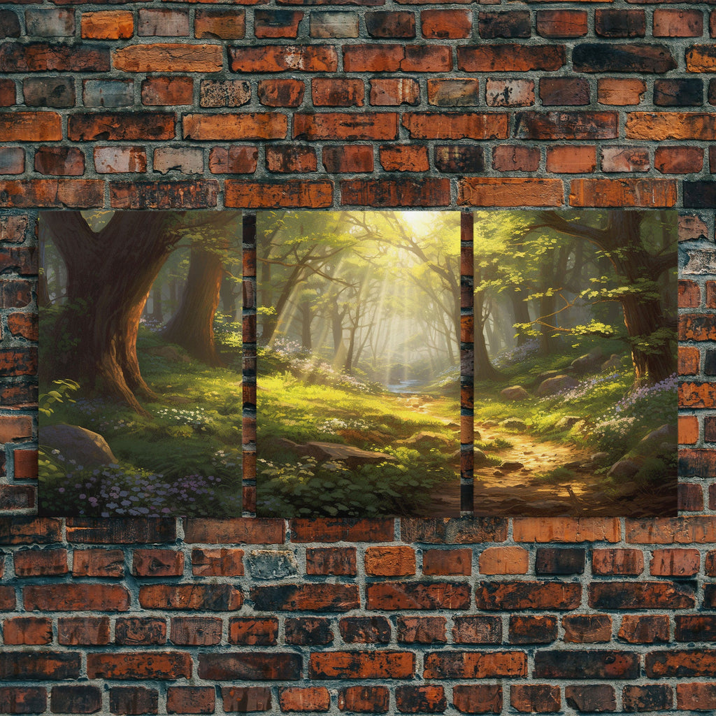 Forest Print, Trees Art, Landscape Wall Art, Canvas Print, Wall Art, 3 Piece Wall Art, Nature Prints, Botanical Wall Art, Family Home Decor | | Wiccan Center