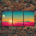 Art Deco Sunset, 3 Piece Wall Art, Ready To Hang Canvas Print, Cool Unique Living Room Wall Art Decor | | Wiccan Center