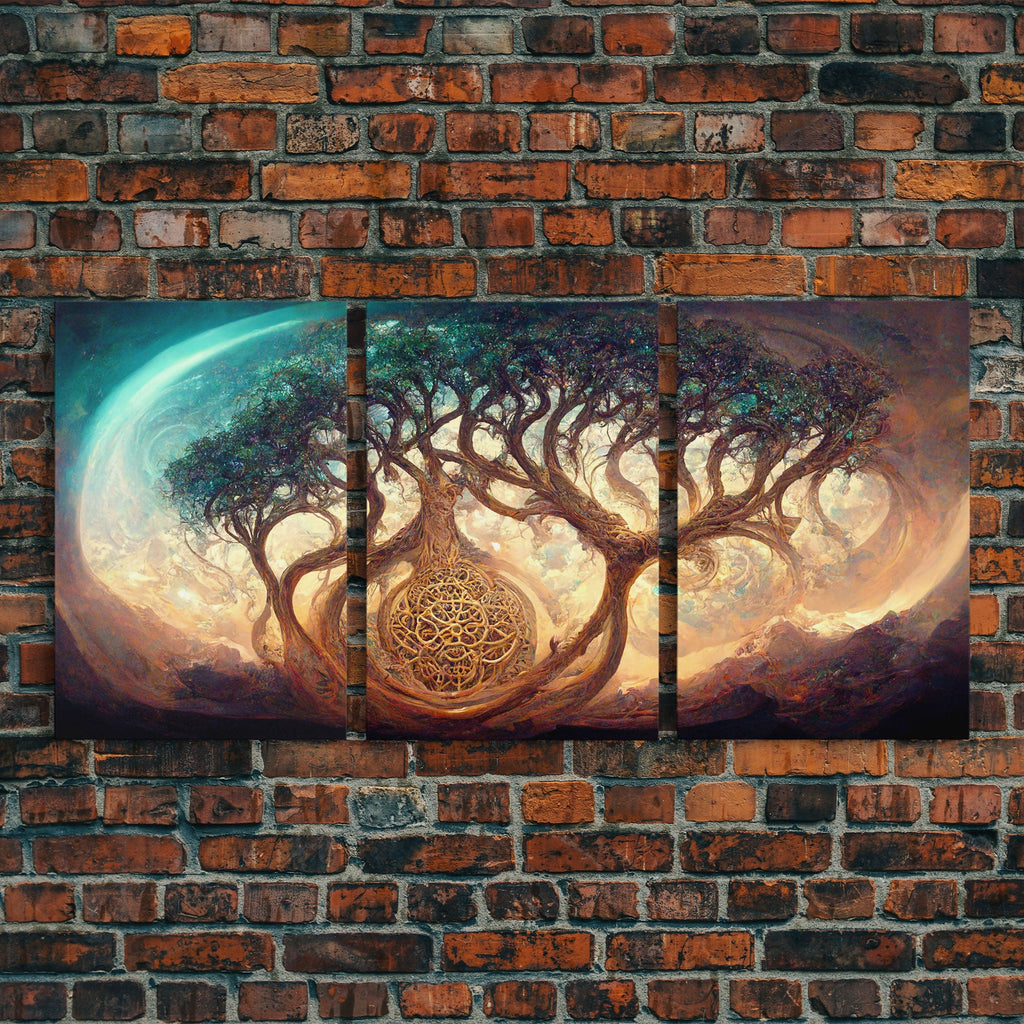 Yggdrasil Tree of Life, Nordic Viking Fantasy Art, Ready To Hang Canvas Print, Cool Living Room Wall Art Decor | | Wiccan Center