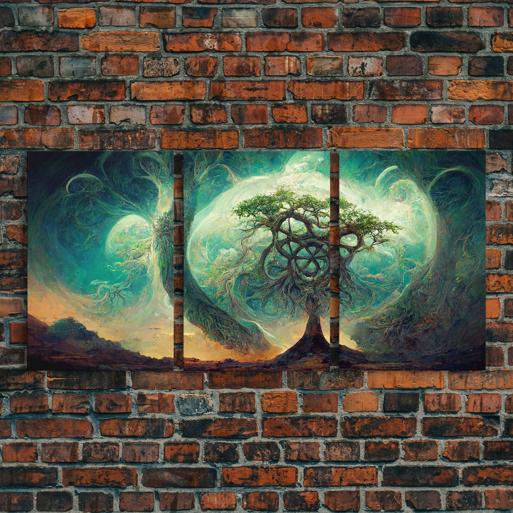 Yggdrasil Tree of Life, Nordic Viking Fantasy Art, Ready To Hang Canvas Print, Cool Living Room Wall Art Decor | | Wiccan Center