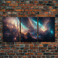 Galaxy of Stars, Scifi, String Theory, 3 Piece Wall Art, Ready To Hang Canvas Print, Cool Living Room Wall Art Decor | | Wiccan Center
