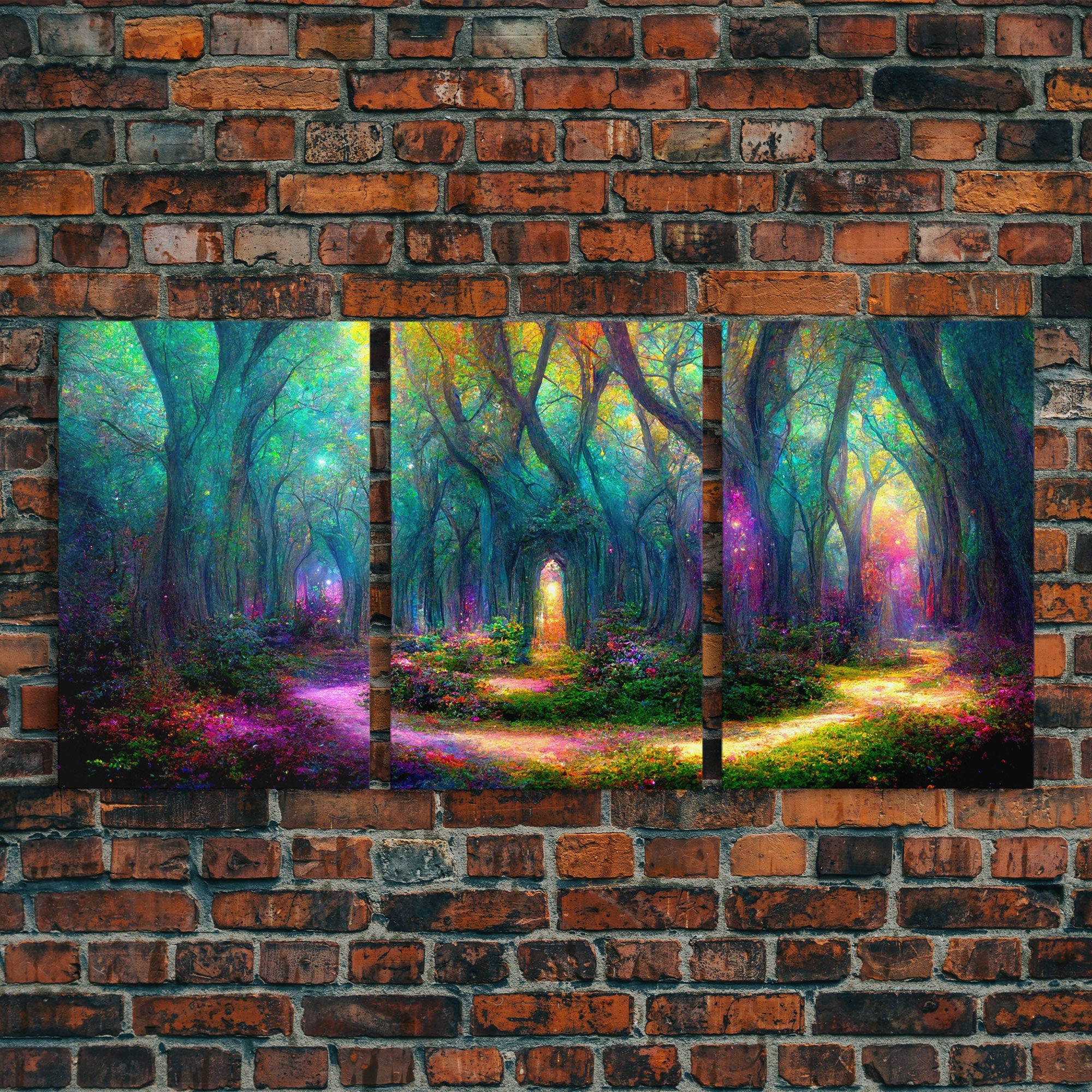 Fantasy wall art, canvas print, magical forest, fantasy landscape art, 3 Piece Wall Art, Ready To Hang Canvas Print | | Wiccan Center