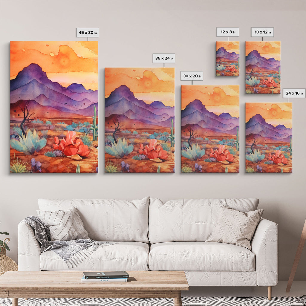 Black Framed 3 Piece Wall Art, Southwestern Desert Scene at Sunset, Minimalist Wall Art, MCM Style Midcentury Wall Decor, Above Sofa Art | | Wiccan Center