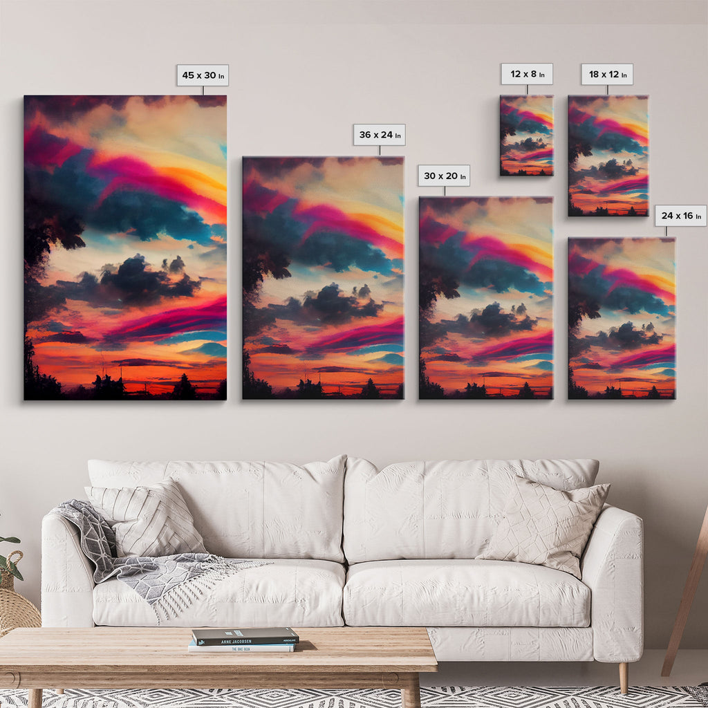 Psychedelic sunset, beautiful colorful wall art, 3 piece canvas print, three piece wall art, living room above the couch art, sun rise art | | Wiccan Center