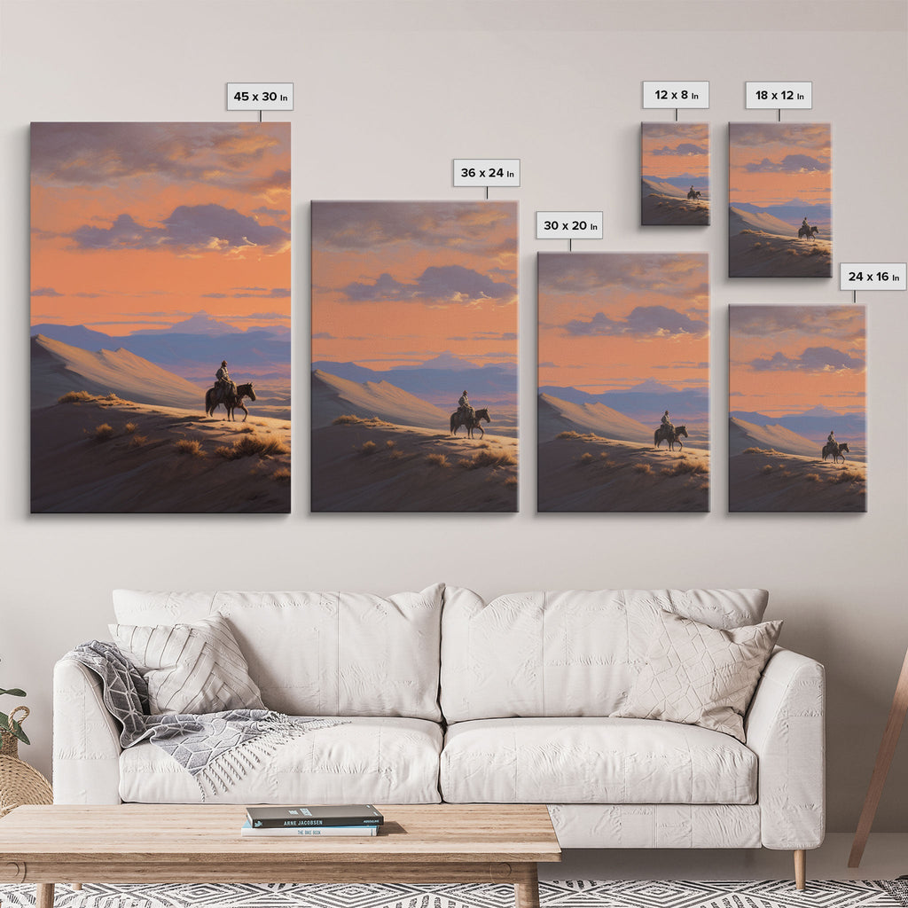 Cowboy Wall Art, Sunset Print, Landscape Wall Art, Canvas Print, Wall Art, 3 Piece Wall Art, Gift For Men, Ranch House Decor, Western Art | | Wiccan Center