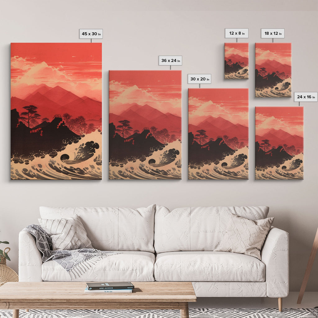 Ocean Wall Art, Ocean Waves, Mountains Print, Sunset Print, Canvas Print, Wall Art, 3 Piece Wall Art, Retro Wall Decor, Seascape Wall Art | | Wiccan Center