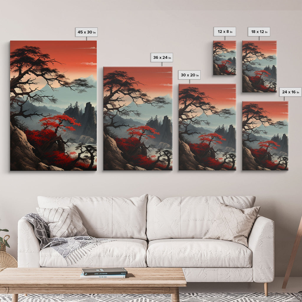 Japanese Wall Art, Mountains Print, Sunset Print, Canvas Print, Wall Art, 3 Piece Wall Art, Unique Wall Decor, Living Room Wall Art | | Wiccan Center