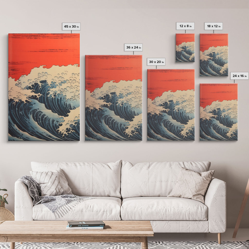 Japanese Wall Art, Ocean Waves, Asian Art, Sunset Art, Canvas Print, Wall Art, 3 Piece Wall Art, Above Bed Art, Southern Wall Art, RV Decor | | Wiccan Center